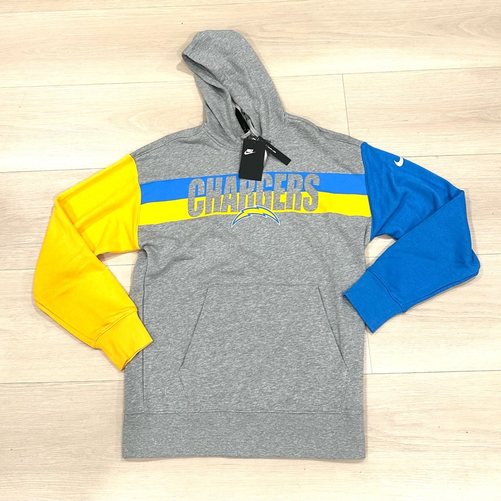 Nike Gray, Yellow, and Blue Chargers Hoodie